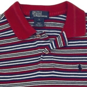 Youth Ralph Lauren Polo Shirt Boys 5 Red Blue Striped Cotton Classic Preppy Logo